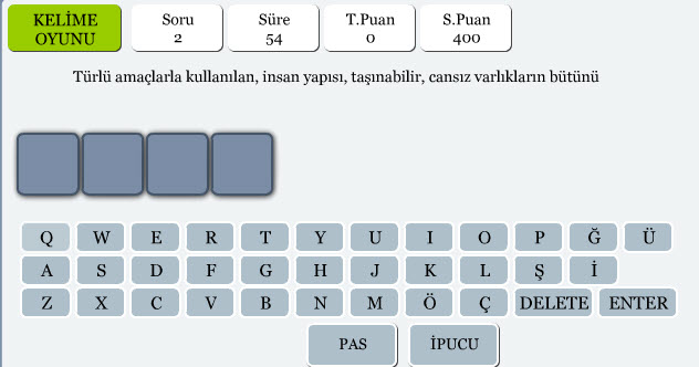 Kelime Oyunu Oyna